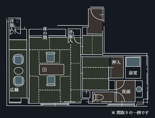 標準客室［和室12畳］の間取り図